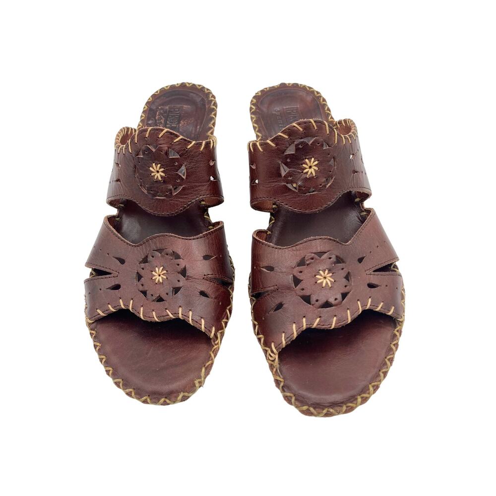 Pikolinos Kitten Heel Wedge Sandals Leather Mule Slide Open Toe 36EUR 5.5-6 US